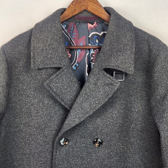 Ted Baker Men's Westun Wool Blend PeaCoat Amazing Lining Size 7 (US 3XL) NEW!!! - Picture 9 of 16